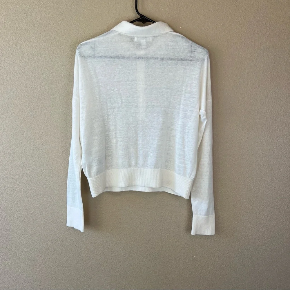 banana republic linen blend long sleeve johnny collar shirt iced vanilla - Picture 3 of 10